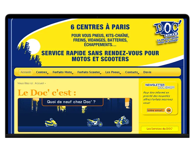 Premi ère version HTML du site Doc'Biker