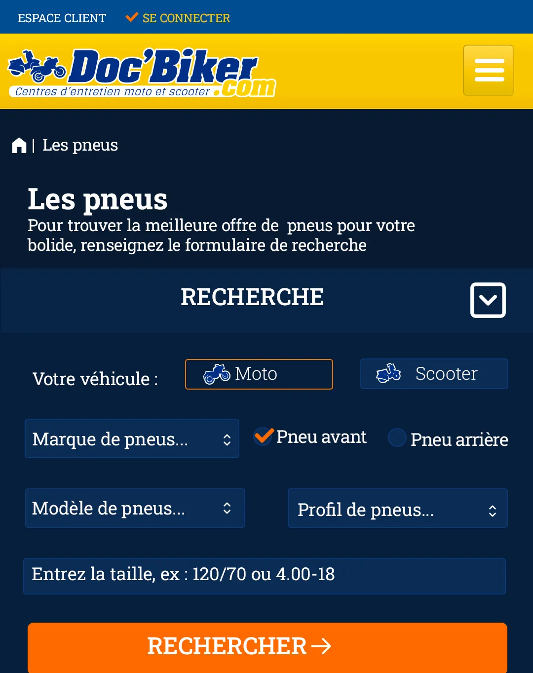 Recherche de pneus Doc'Biker