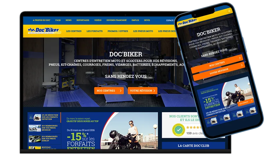 Aperçu de la refonte finale du site Doc'Biker