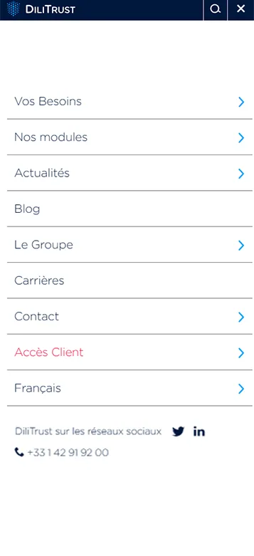 Menu smartphone